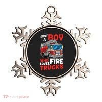 Kids Firefighter Just A Boy Who Loves Fire Trucks Ornament thumb 0