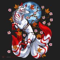 Kitsune Foxs Japanese Nine Tailed Foxs Cherrys Blossom Women's Sweatshirt thumb 2