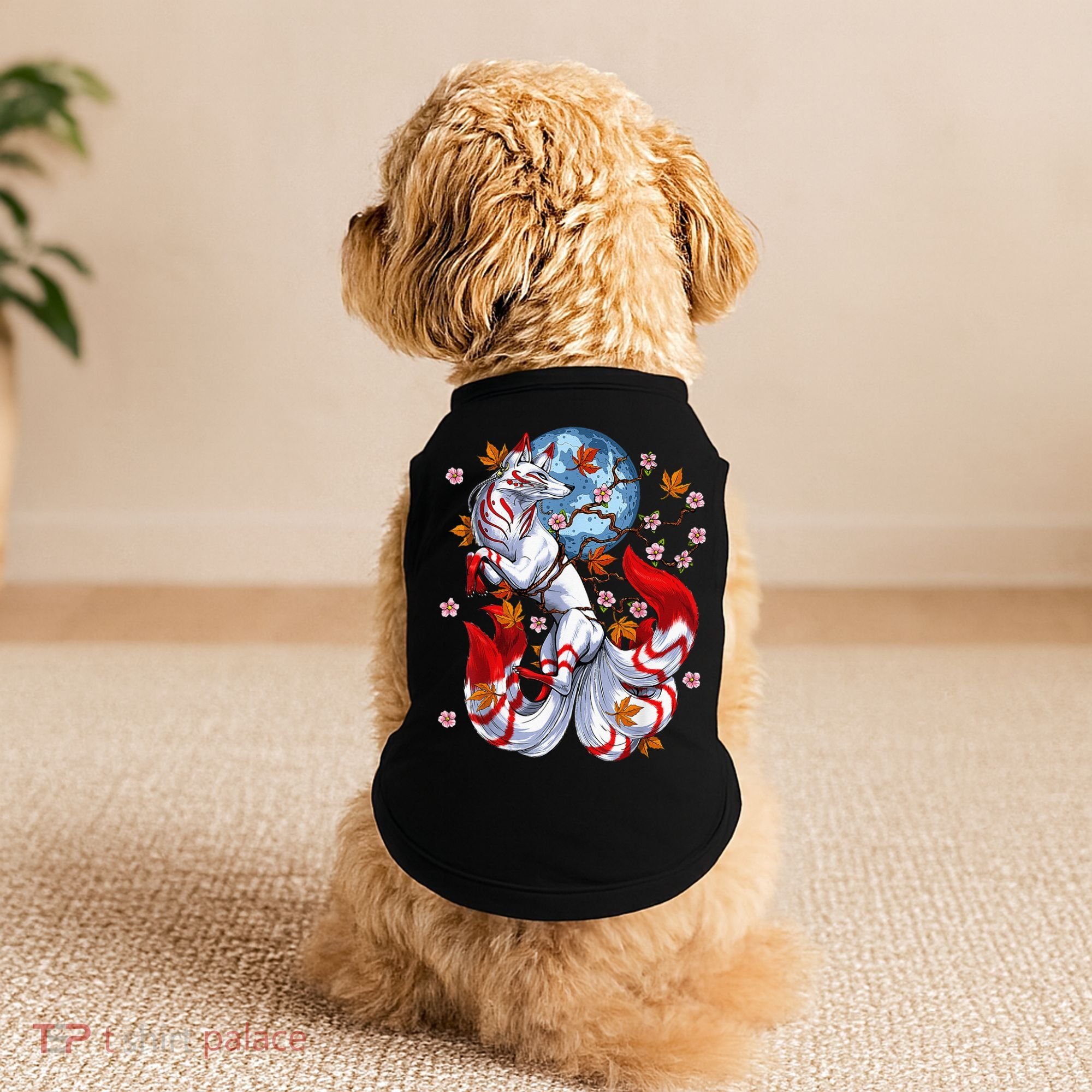 Kitsune Foxs Japanese Nine Tailed Foxs Cherrys Blossom Doggie Tank