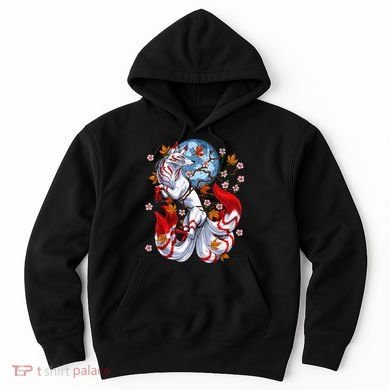 Kitsune Foxs Japanese Nine Tailed Foxs Cherrys Blossom Hoodie