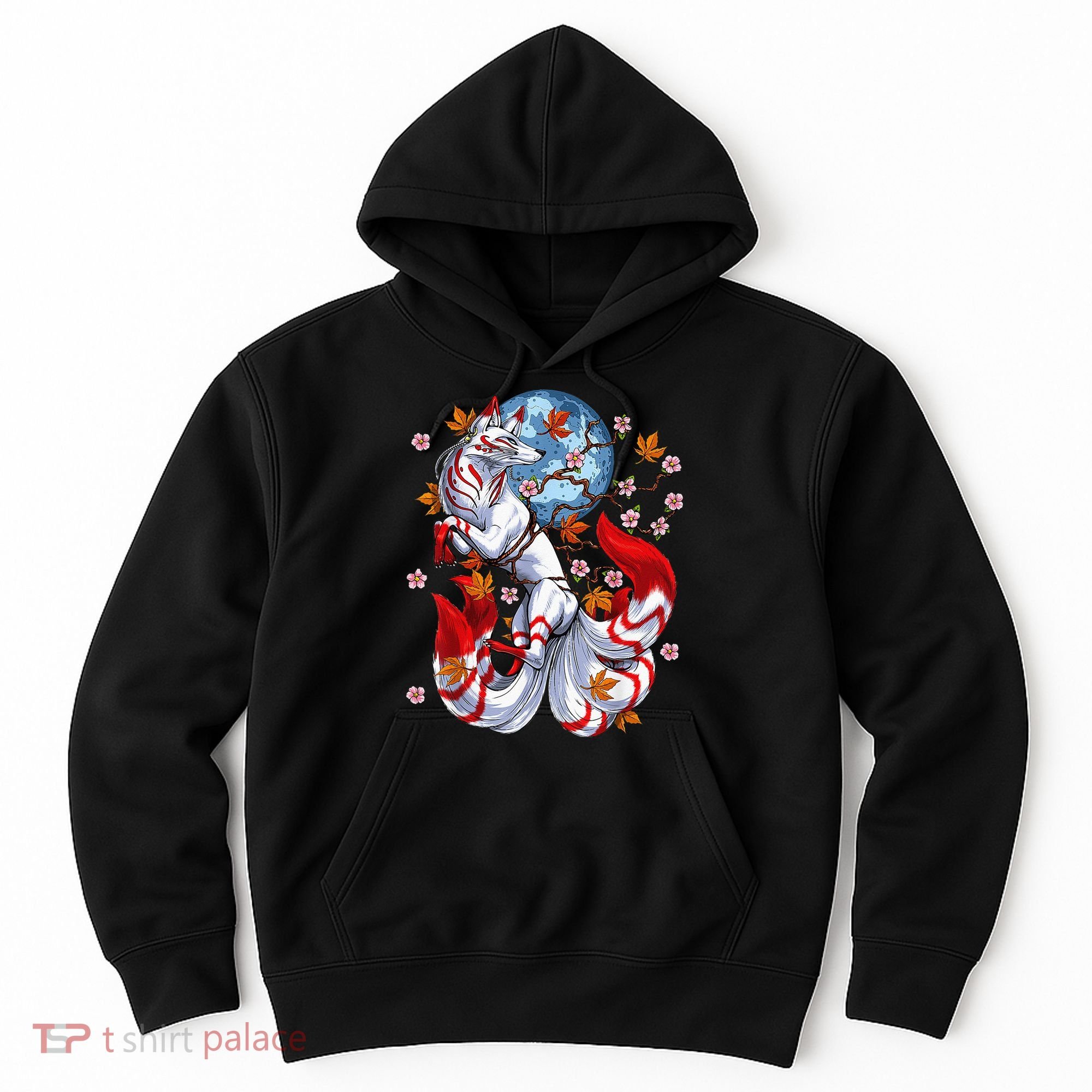 Kitsune Foxs Japanese Nine Tailed Foxs Cherrys Blossom Hoodie