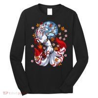 Kitsune Foxs Japanese Nine Tailed Foxs Cherrys Blossom Long Sleeve Shirt thumb 0