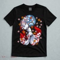 Kitsune Foxs Japanese Nine Tailed Foxs Cherrys Blossom T-Shirt thumb 5
