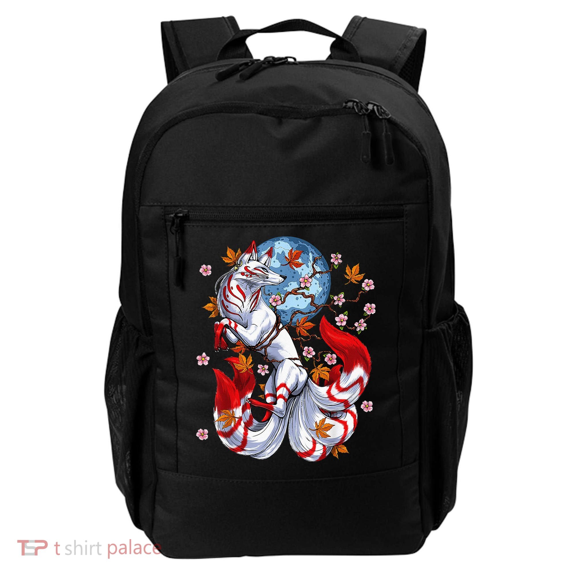 Kitsune Foxs Japanese Nine Tailed Foxs Cherrys Blossom Backpack