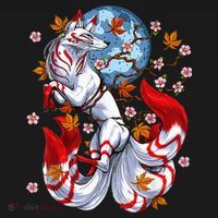 Kitsune Foxs Japanese Nine Tailed Foxs Cherrys Blossom Backpack thumb 2