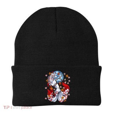 Kitsune Foxs Japanese Nine Tailed Foxs Cherrys Blossom Beanie