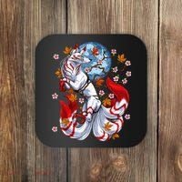 Kitsune Foxs Japanese Nine Tailed Foxs Cherrys Blossom Coaster thumb 0