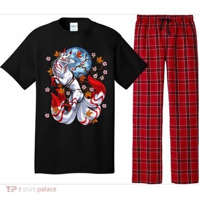 Kitsune Foxs Japanese Nine Tailed Foxs Cherrys Blossom Pajama Set