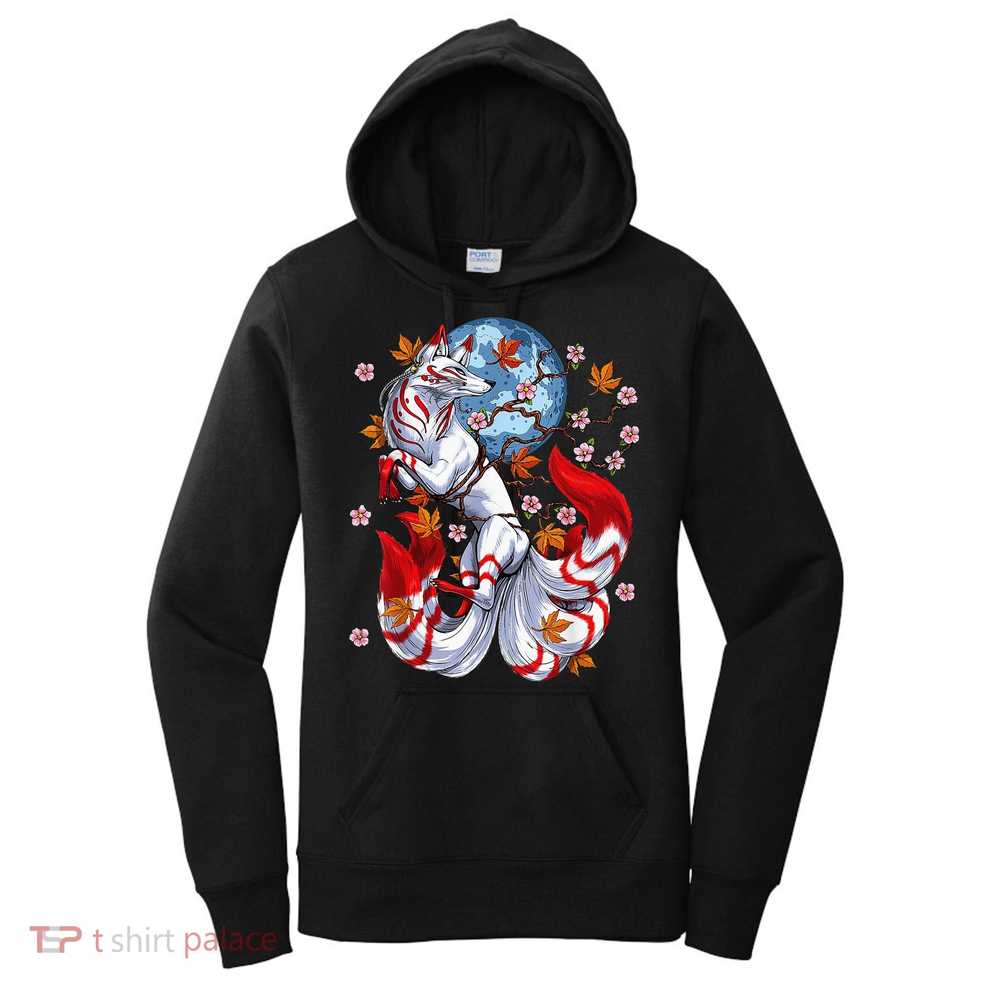 Kitsune Foxs Japanese Nine Tailed Foxs Cherrys Blossom Women's Hoodie