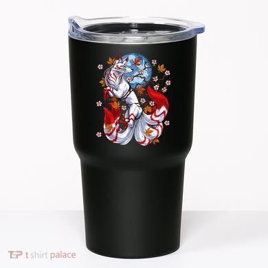 Kitsune Foxs Japanese Nine Tailed Foxs Cherrys Blossom Tumbler