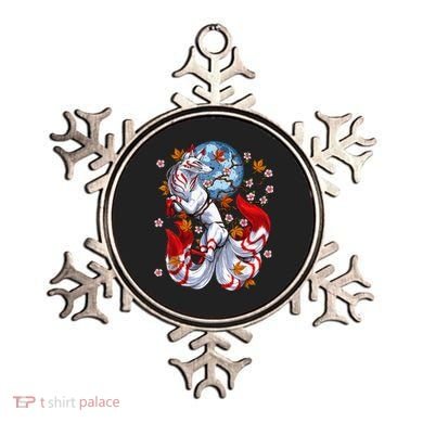 Kitsune Foxs Japanese Nine Tailed Foxs Cherrys Blossom Ornament