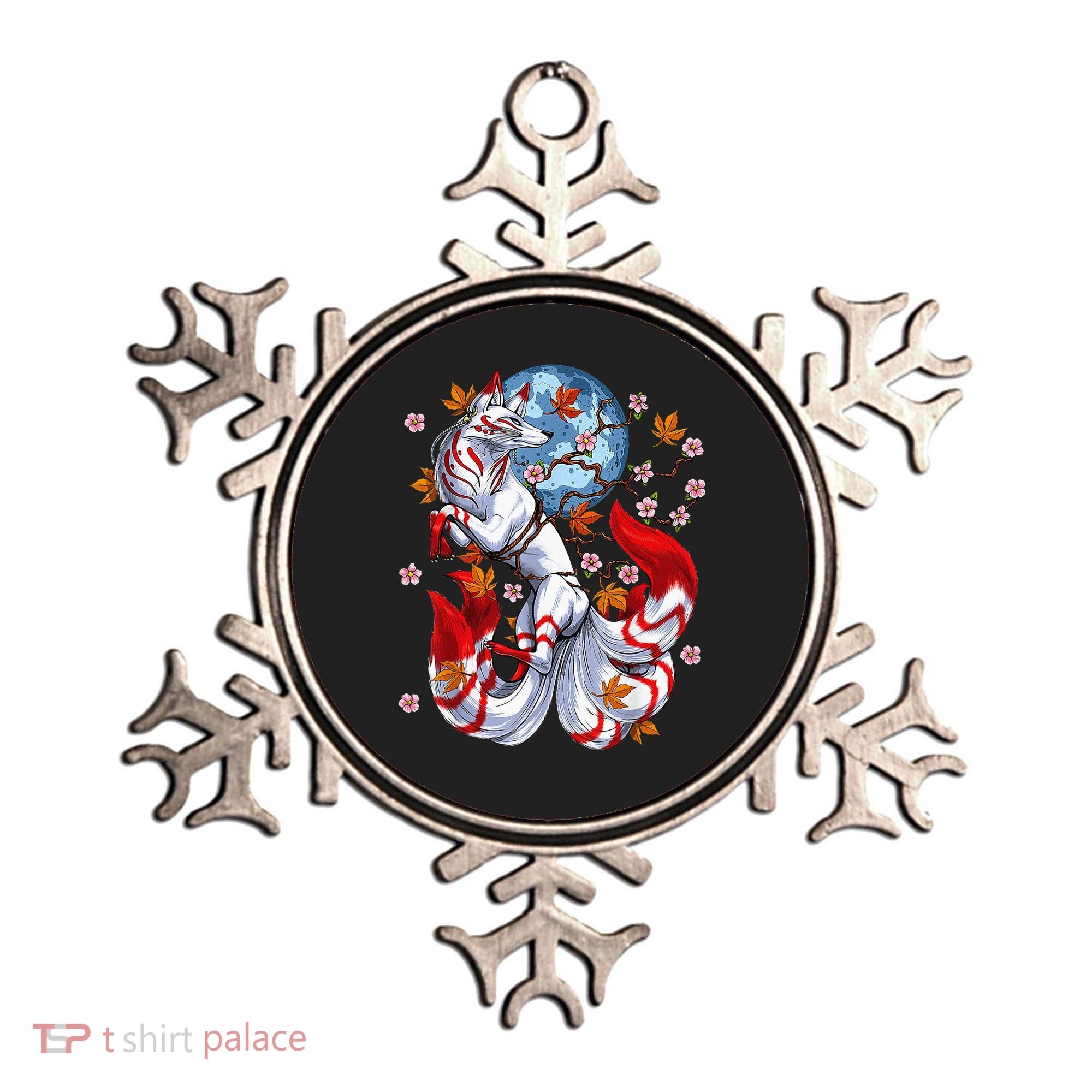 Kitsune Foxs Japanese Nine Tailed Foxs Cherrys Blossom Ornament