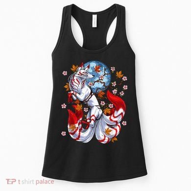 Kitsune Foxs Japanese Nine Tailed Foxs Cherrys Blossom Women's Tank Top