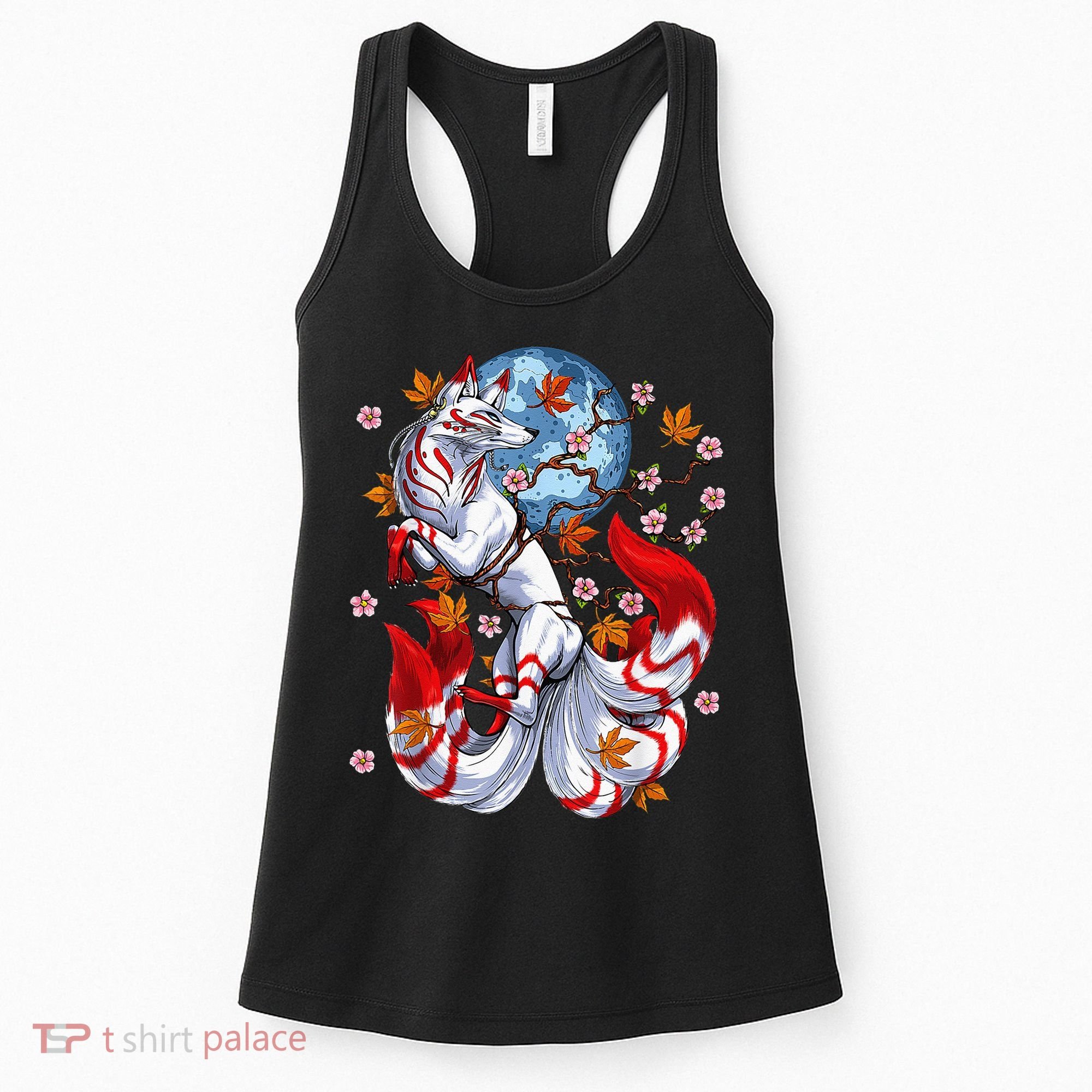 Kitsune Foxs Japanese Nine Tailed Foxs Cherrys Blossom Women's Tank Top