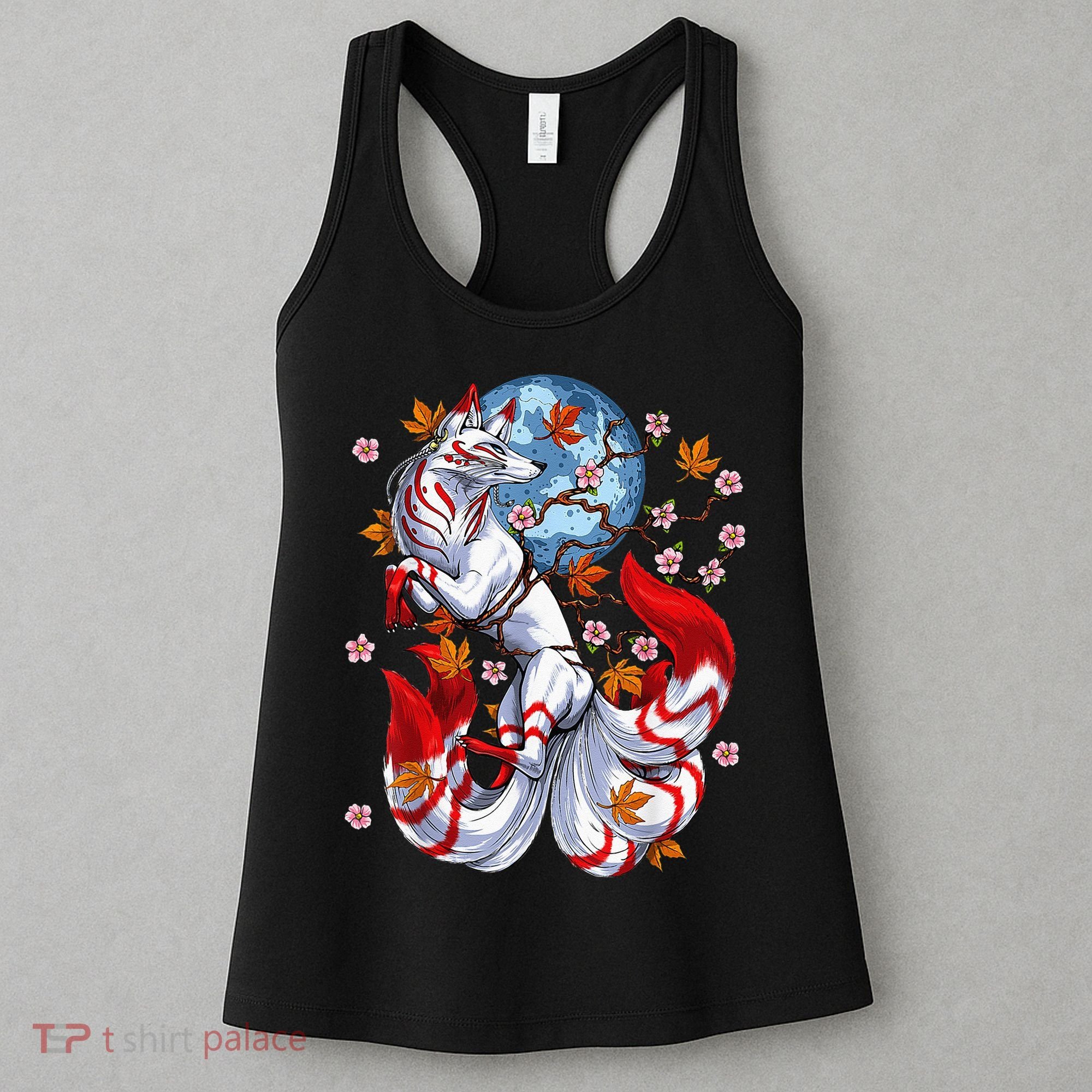 Kitsune Foxs Japanese Nine Tailed Foxs Cherrys Blossom Women's Tank Top