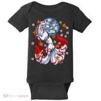 Kitsune Foxs Japanese Nine Tailed Foxs Cherrys Blossom Baby Bodysuit thumb 0