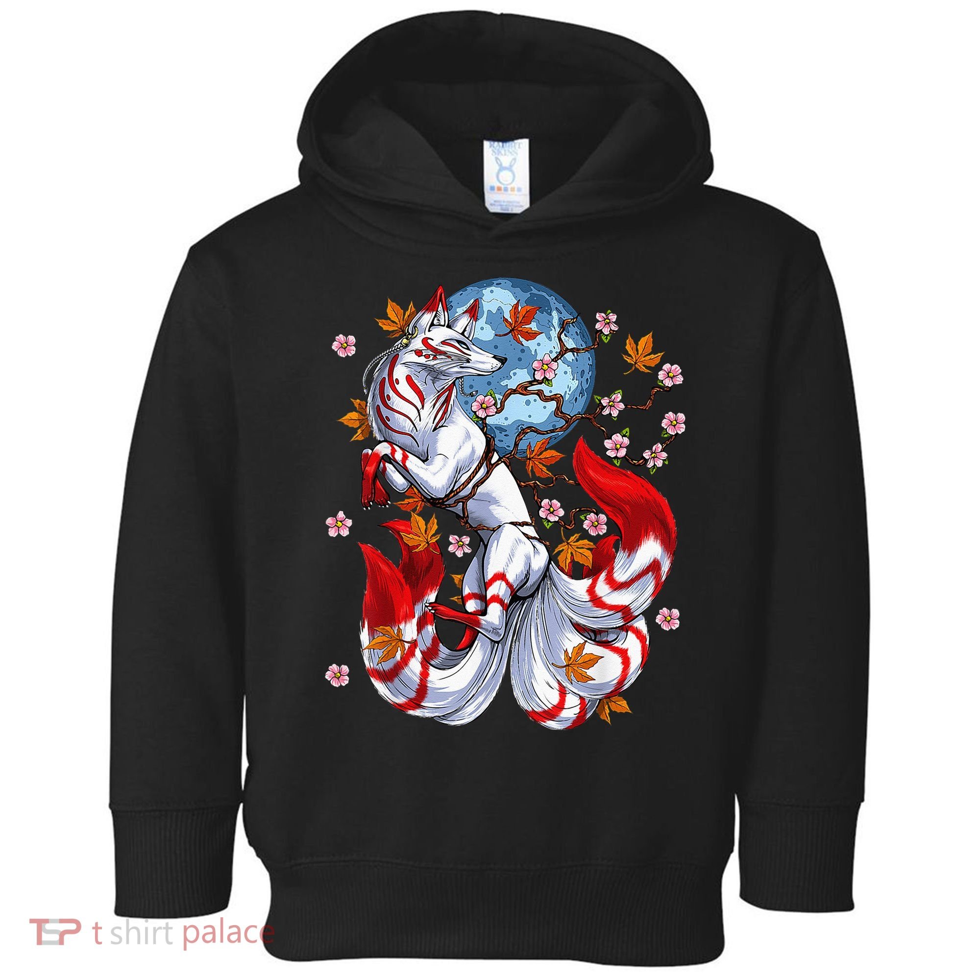 Kitsune Foxs Japanese Nine Tailed Foxs Cherrys Blossom Toddler Hoodie