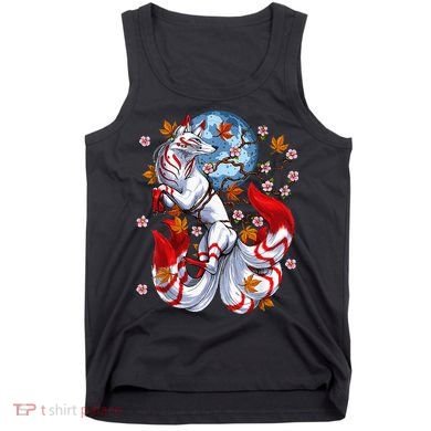 Kitsune Foxs Japanese Nine Tailed Foxs Cherrys Blossom Tank Top
