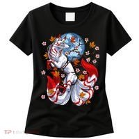 Kitsune Foxs Japanese Nine Tailed Foxs Cherrys Blossom Women's T-Shirt thumb 0