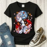 Kitsune Foxs Japanese Nine Tailed Foxs Cherrys Blossom Women's T-Shirt thumb 3