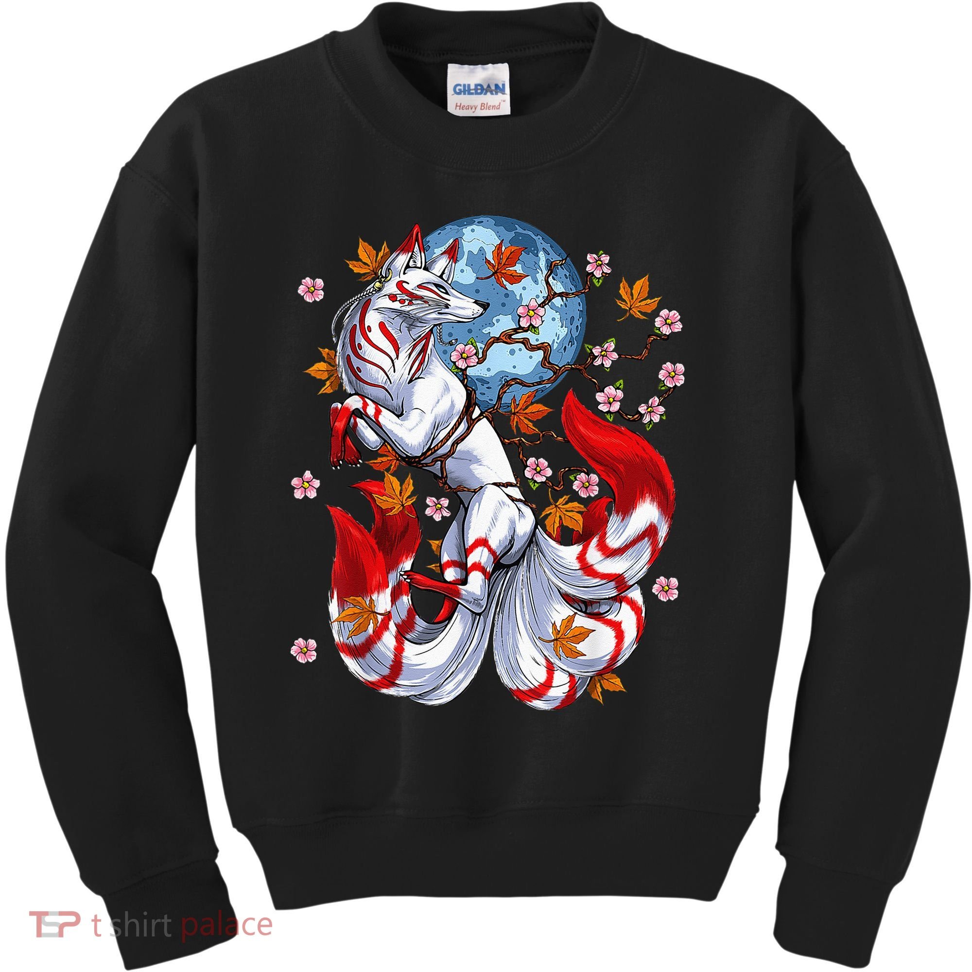 Kitsune Foxs Japanese Nine Tailed Foxs Cherrys Blossom Kids Sweatshirt