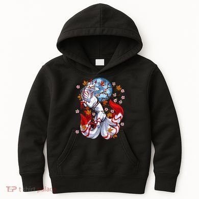 Kitsune Foxs Japanese Nine Tailed Foxs Cherrys Blossom Kids Hoodie