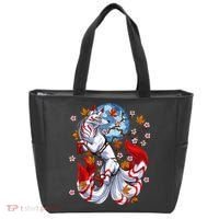 Kitsune Foxs Japanese Nine Tailed Foxs Cherrys Blossom Tote Bag thumb 0