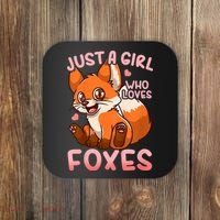 Kids Fox Just A Girl Who Loves Foxes Coaster thumb 0