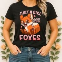 Kids Fox Just A Girl Who Loves Foxes Women's T-Shirt thumb 2