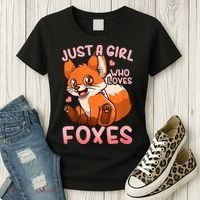 Kids Fox Just A Girl Who Loves Foxes Women's T-Shirt thumb 3