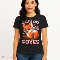 Kids Fox Just A Girl Who Loves Foxes Women's T-Shirt thumb 4