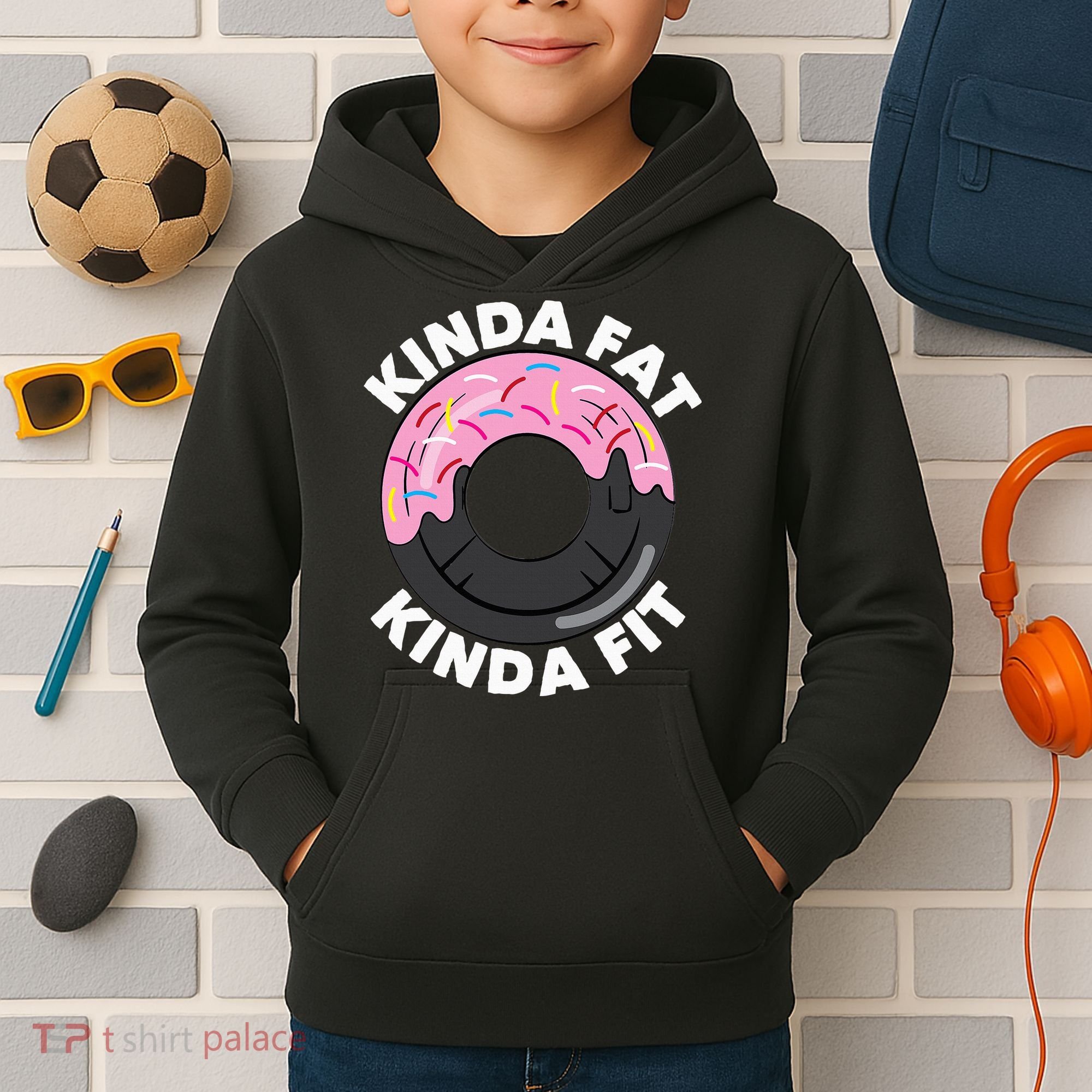 Kinda Fat Kinda Fit Fitness Workout Gift Kids Hoodie
