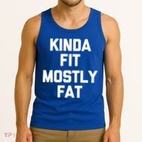 Kinda Fit (Mostly Fat) Funny Gift Funny Workout Fitness Running Gym Gift Tank Top thumb 3