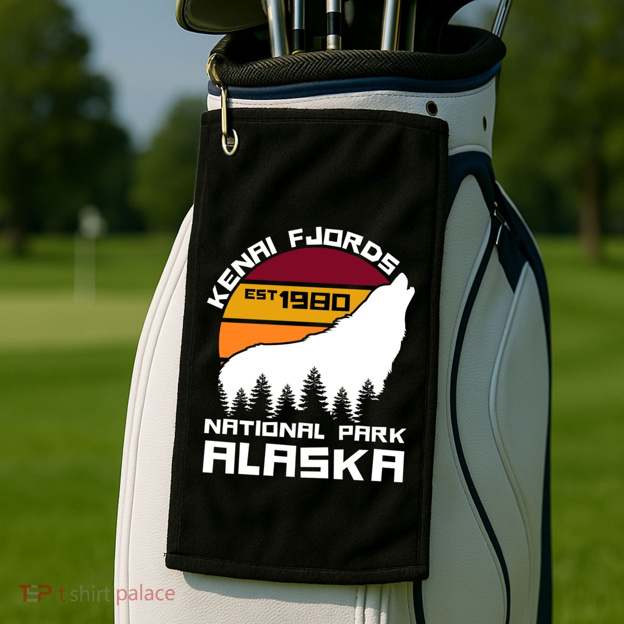 Kenai Fjords National Park Alaska Wolf Nature Outdoors Gift Golf Towel
