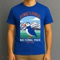 Kenai Fjords National Park Us Puffin Bird Alaska Gift T-Shirt thumb 3