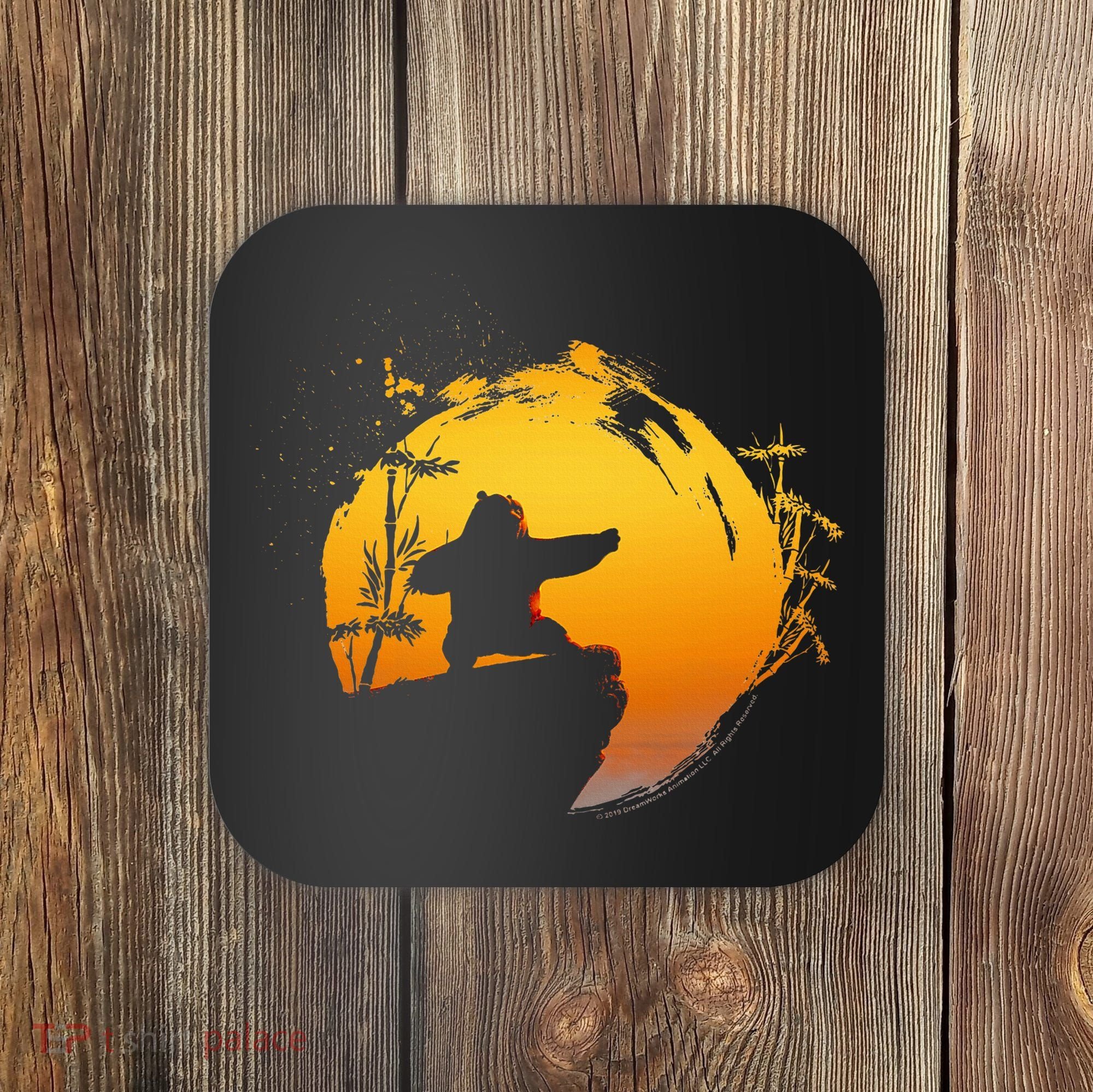 Kung Fu Panda Po Tai Chi Sunset Silhouette Coaster