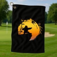 Kung Fu Panda Po Tai Chi Sunset Silhouette Golf Towel thumb 1