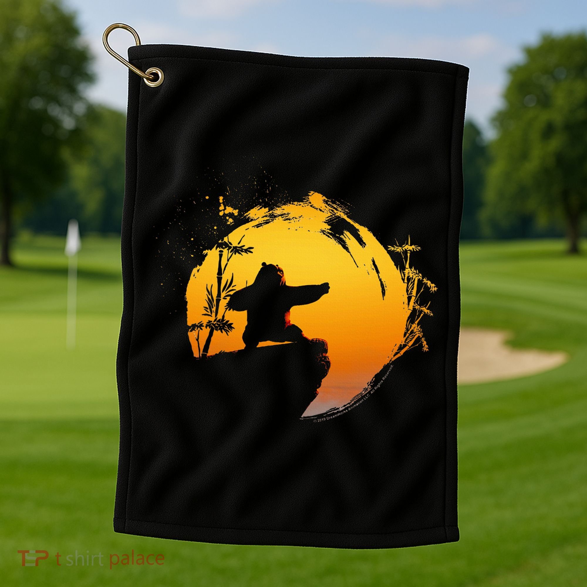 Kung Fu Panda Po Tai Chi Sunset Silhouette Golf Towel