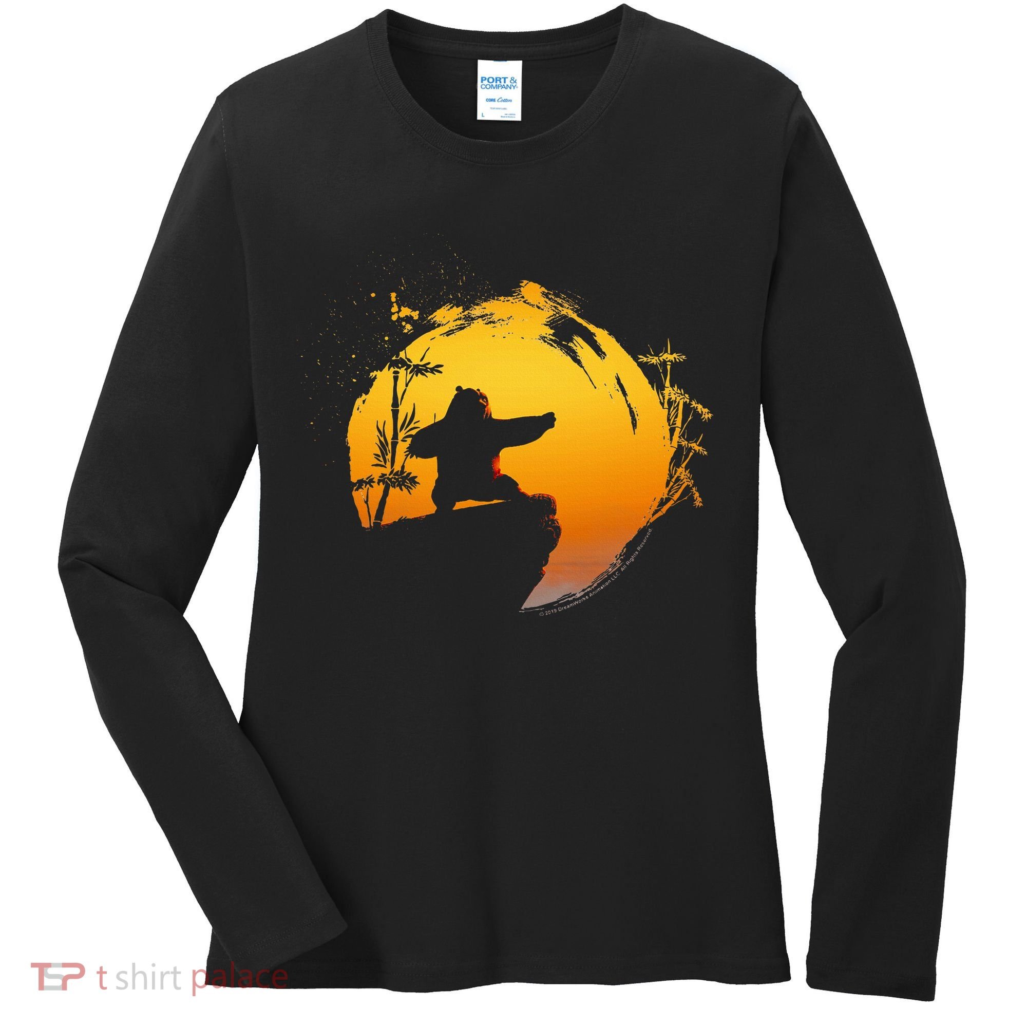 Kung Fu Panda Po Tai Chi Sunset Silhouette Women's Long Sleeve Shirt