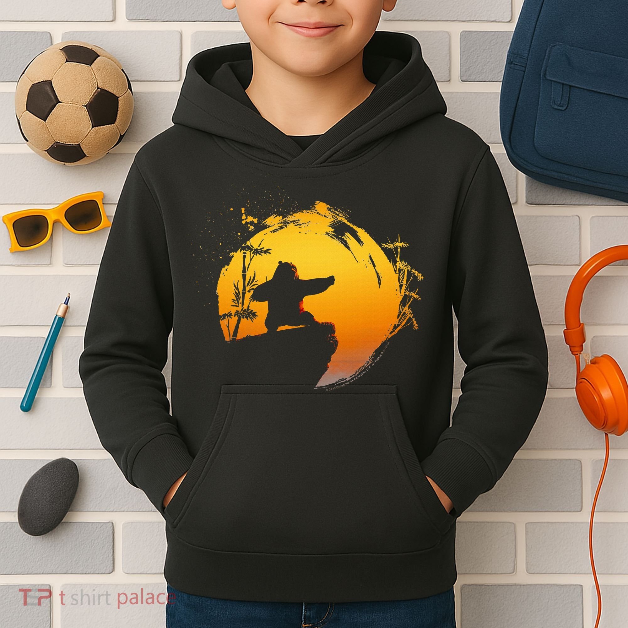 Kung Fu Panda Po Tai Chi Sunset Silhouette Kids Hoodie