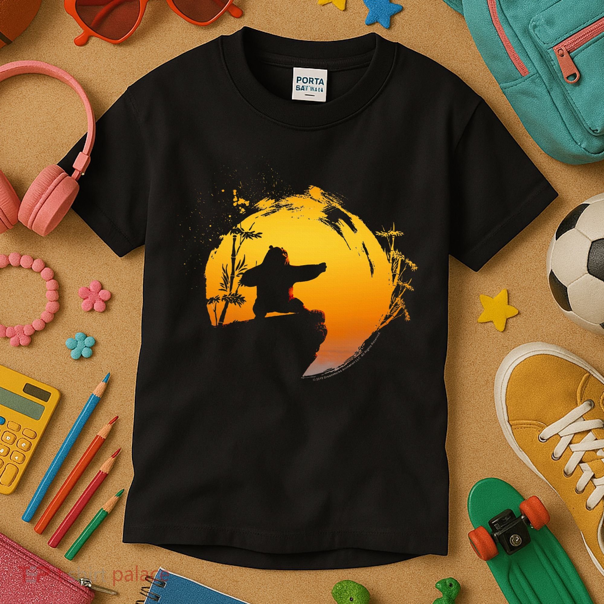 Kung Fu Panda Po Tai Chi Sunset Silhouette Kids T-Shirt