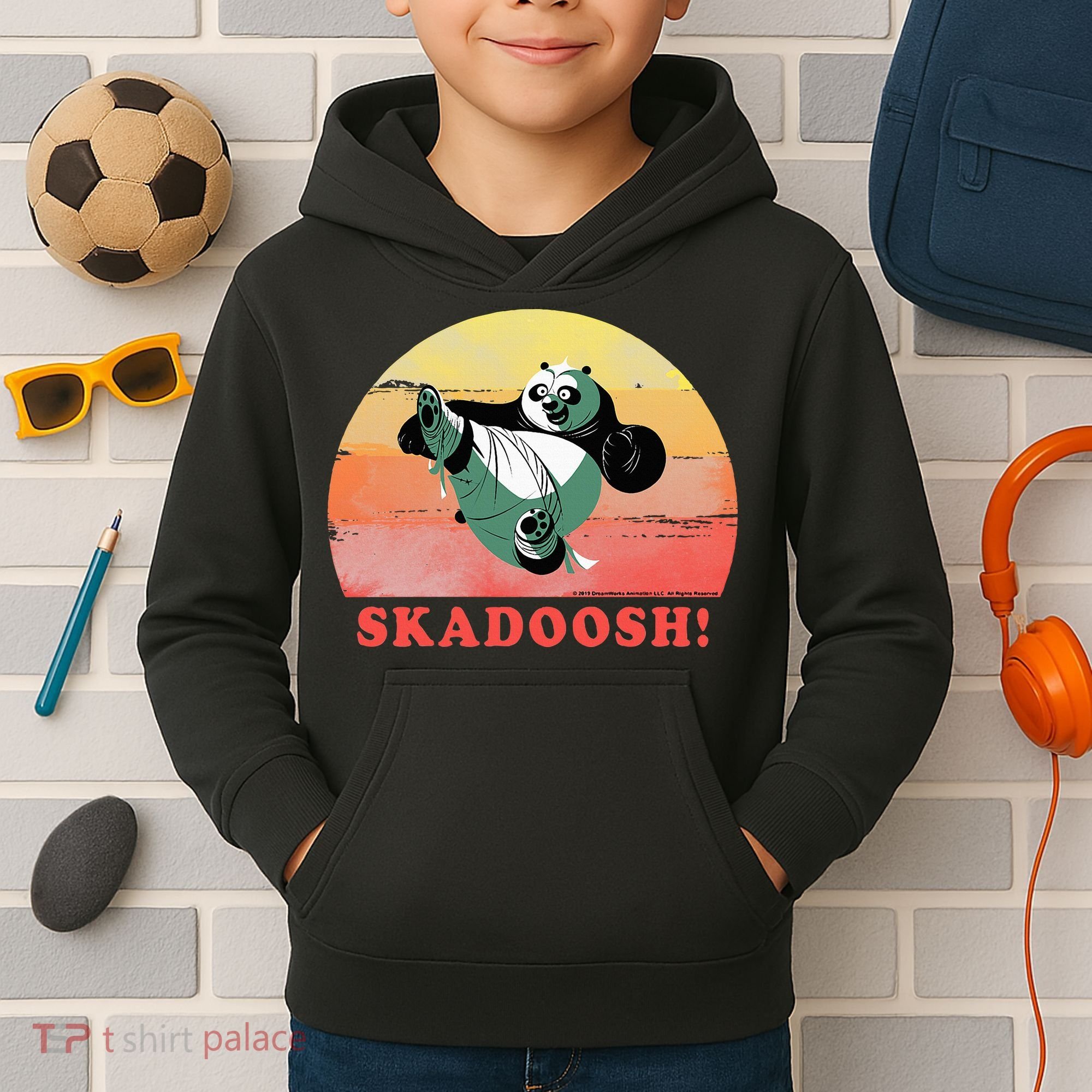 Kung Fu Panda Skadoosh Circle Portrait Kids Hoodie