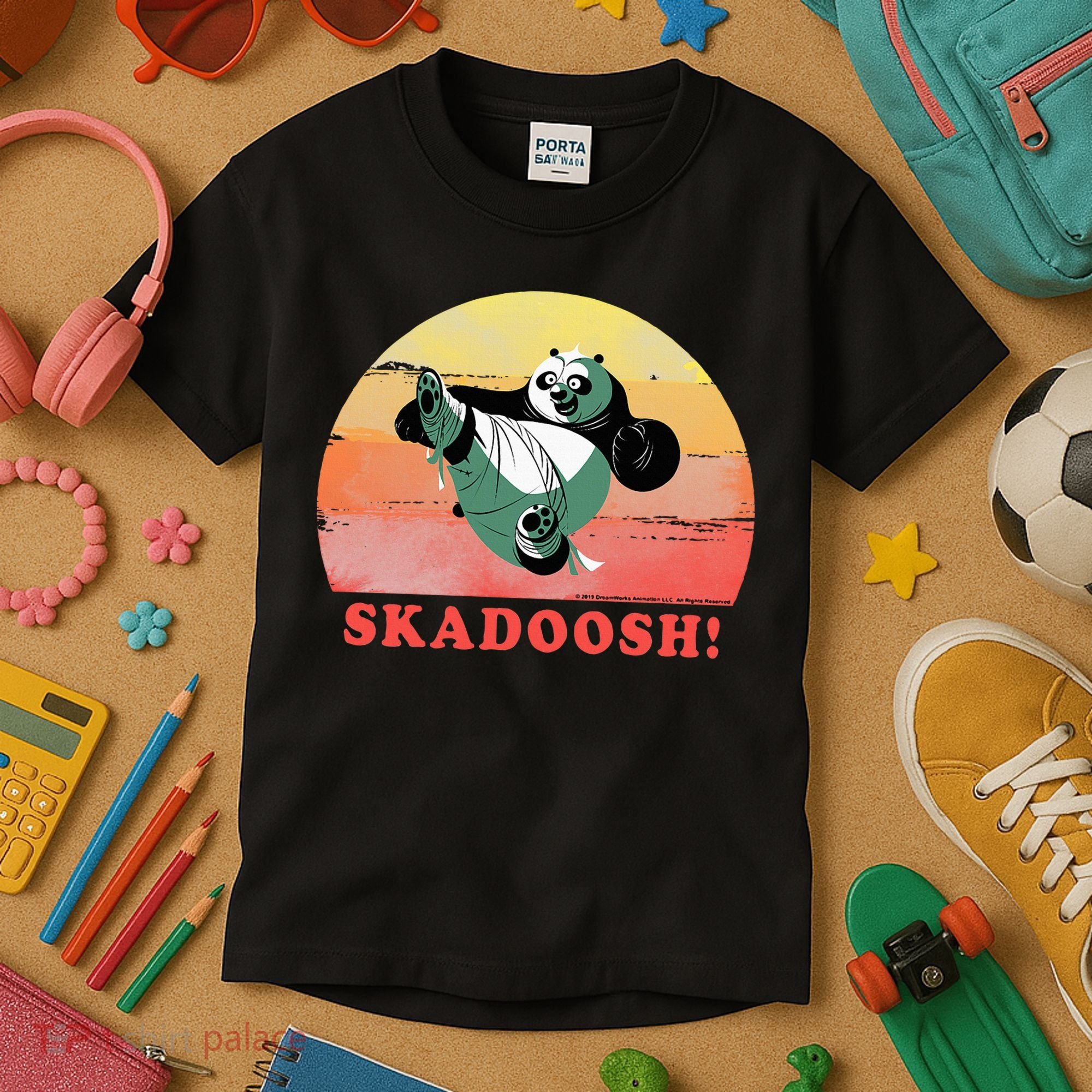 Kung Fu Panda Skadoosh Circle Portrait Kids T-Shirt