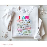 Kids Funny Positive Affirmation Inspiration Girl Boy I Am Kind Sweatshirt thumb 2