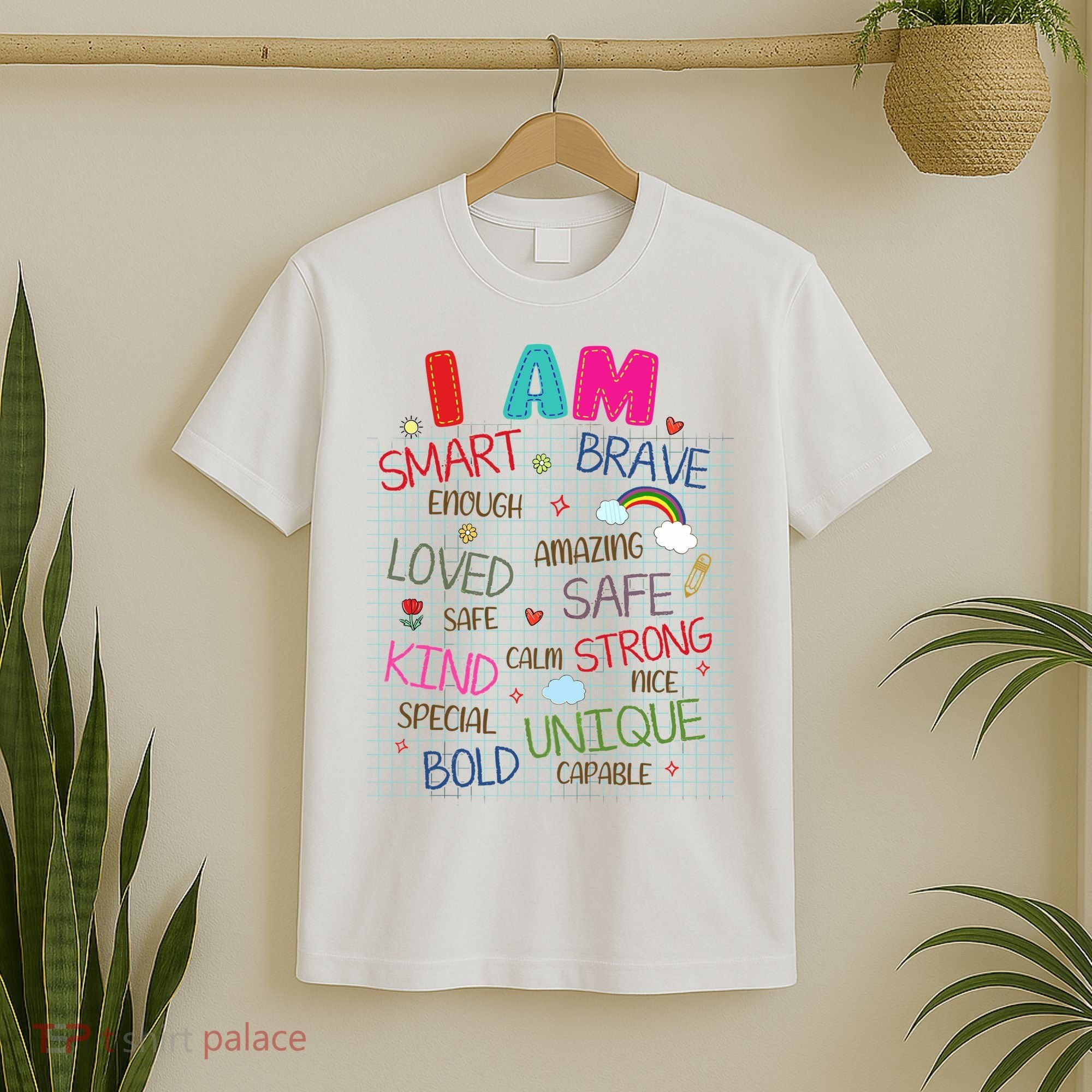 Kids Funny Positive Affirmation Inspiration Girl Boy I Am Kind T-Shirt