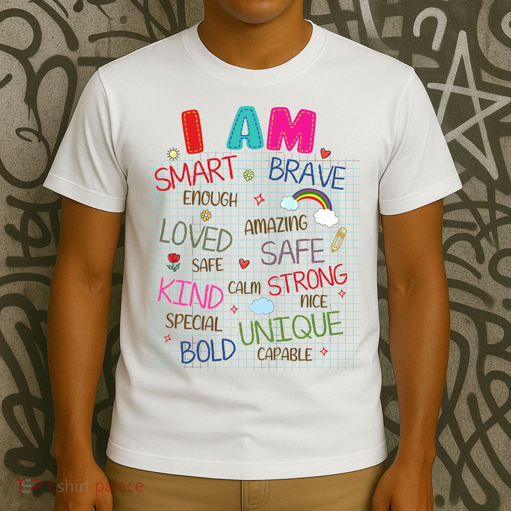 Kids Funny Positive Affirmation Inspiration Girl Boy I Am Kind T-Shirt