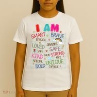 Kids Funny Positive Affirmation Inspiration Girl Boy I Am Kind T-Shirt thumb 4