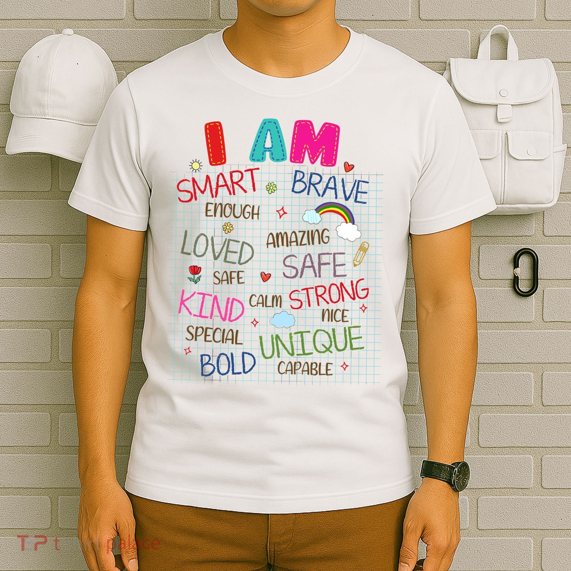 Kids Funny Positive Affirmation Inspiration Girl Boy I Am Kind T-Shirt