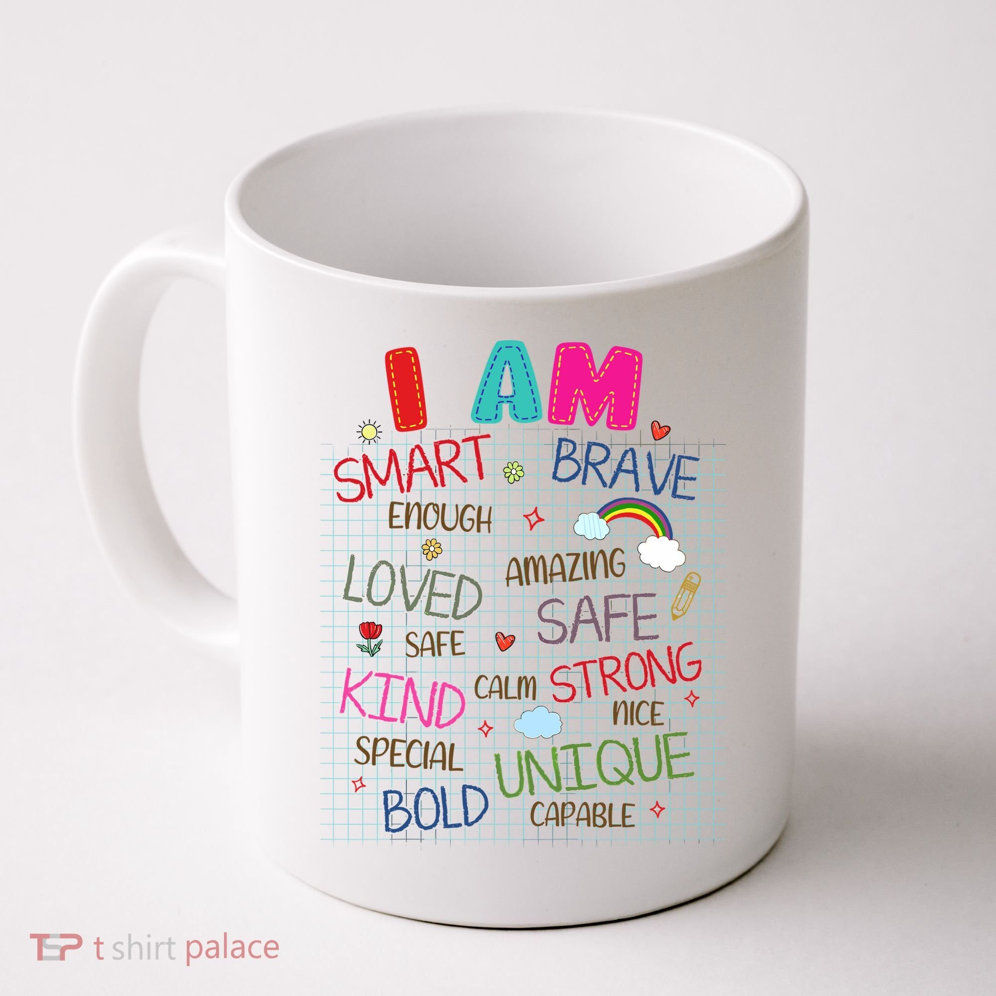 Kids Funny Positive Affirmation Inspiration Girl Boy I Am Kind Coffee Mug
