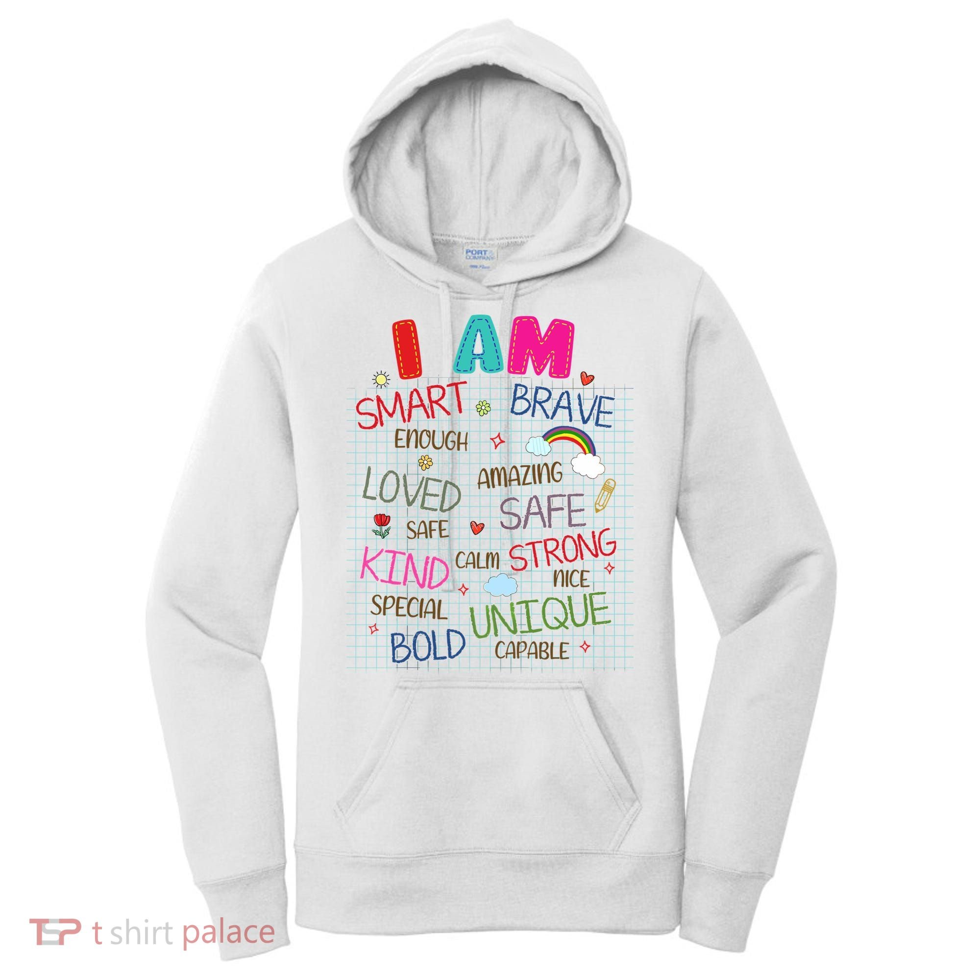 Kids Funny Positive Affirmation Inspiration Girl Boy I Am Kind Women's Hoodie